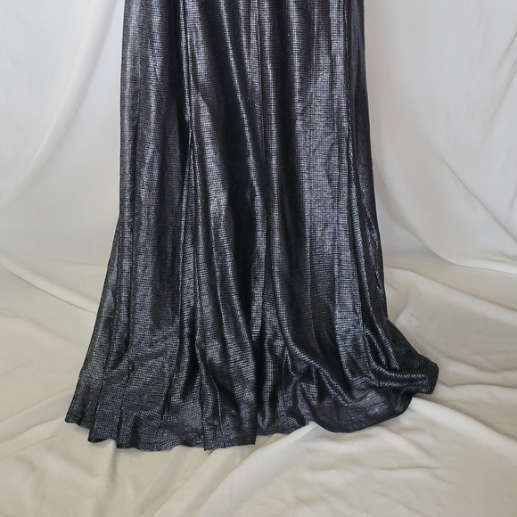TAHARI Arthur S. Levine Metallic Blue Cap Sleeve Gathered Formal Dress Sz 12 - Picture 7 of 8